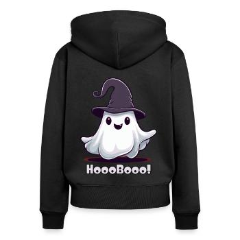 Hooobooo little ghost - Women's Premium Organic Zip Hoodie - black - Back - Julia (174cm)