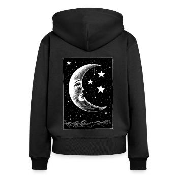 La lune et les étoiles - Sweat à capuche zippé Premium bio Femme - noir - Dos - Julia (174cm)