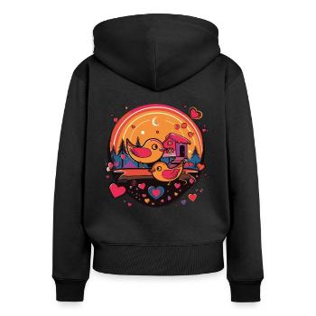 Birds with hearts - Women's Premium Organic Zip Hoodie - black - Back - Julia (174cm)
