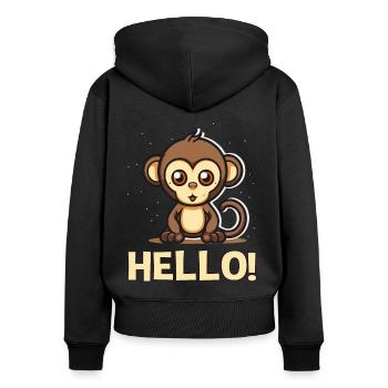Hallo! kleiner süßer Affe - Frauen Premium Bio Zip Hoodie - Schwarz - Hinten - Julia (174cm)