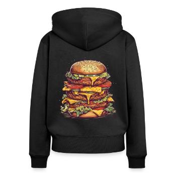 Un méga cheeseburger géant - Sweat à capuche zippé Premium bio Femme - noir - Dos - Julia (174cm)