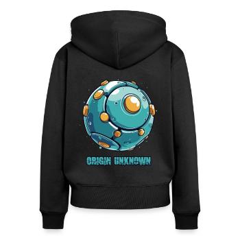 Rundes unbekanntes Objekt, Ursprung unbekannt - Frauen Premium Bio Zip Hoodie - Schwarz - Hinten - Julia (174cm)