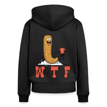 WTF Verrückt Dummes und irrer Unsinn - Frauen Premium Bio Zip Hoodie - Schwarz - Hinten - Julia (174cm)