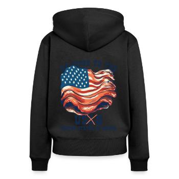 Bienvenue aux États-Unis de Bacon - Sweat à capuche zippé Premium bio Femme - noir - Dos - Julia (174cm)