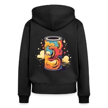 Un conteneur nuageux, un nuage peut - Sweat à capuche zippé Premium bio Femme - noir - Dos - Julia (174cm)
