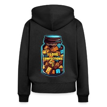 Ich liebe Süßigkeiten: Ein Glas voller Leckereien - Frauen Premium Bio Zip Hoodie - Schwarz - Hinten - Julia (174cm)