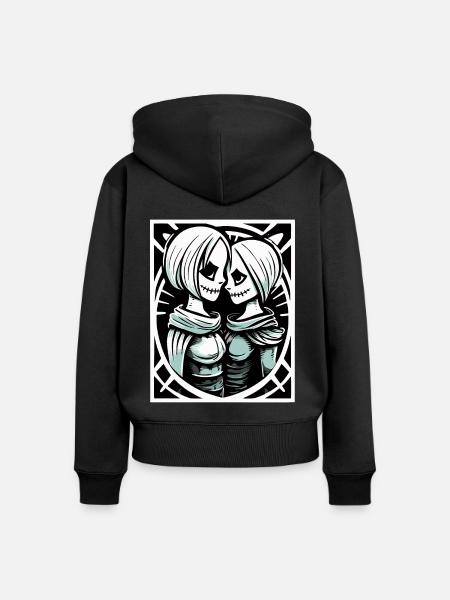 Mittelalterliche Zombie Liebende der Liebe - Frauen Premium Bio Zip Hoodie - Schwarz