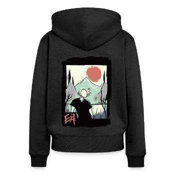 Belle journée dans la nature sous le soleil rouge du Japon - Sweat à capuche zippé Premium bio Femme - noir - Dos - Julia (174cm)