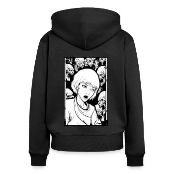 Femme de dessin animé et démons effrayants - Sweat à capuche zippé Premium bio Femme - noir - Dos - Julia (174cm)