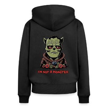 Ich bin kein Monster - Frauen Premium Bio Zip Hoodie - Schwarz - Hinten - Julia (174cm)
