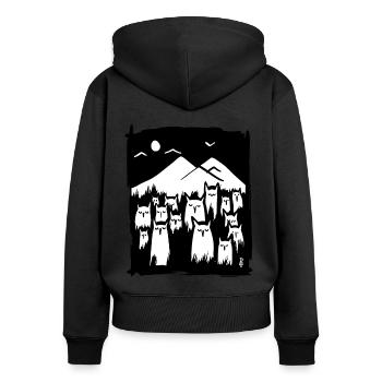 Pleine Lune Creepy Owls Chats - Sweat à capuche zippé Premium bio Femme - noir - Dos - Julia (174cm)