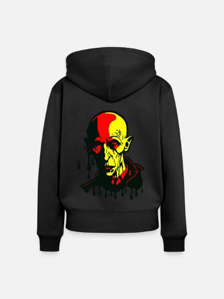 Deutsche Flagge Nosferatu Vampir - Frauen Premium Bio Zip Hoodie - Schwarz