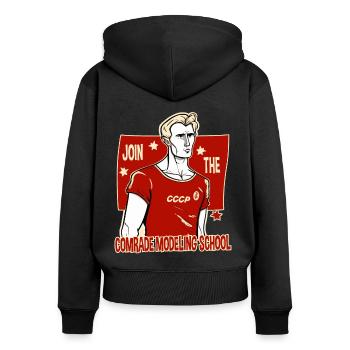 Join the Communist Comrade-Model School - Women's Premium Organic Zip Hoodie - black - Back - Julia (174cm)