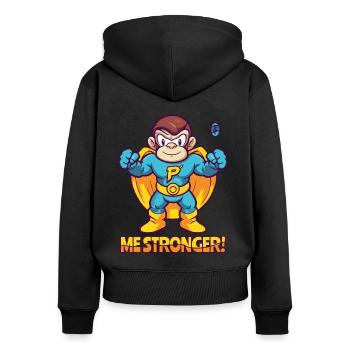 Je suis plus fort ! Singe super-héros de dessin animé - Sweat à capuche zippé Premium bio Femme - noir - Dos - Julia (174cm)
