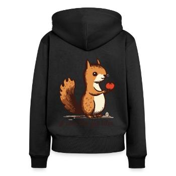 Je vais garder ça pour plus tard : Cartoon Squirrel - Sweat à capuche zippé Premium bio Femme - noir - Dos - Julia (174cm)