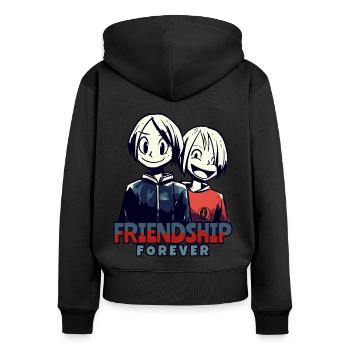 Anime Manga Friends : Amitié pour toujours - Sweat à capuche zippé Premium bio Femme - noir - Dos - Julia (174cm)
