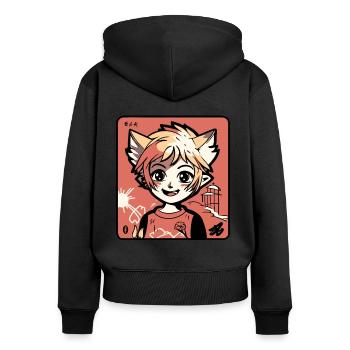 A Cartoon Manga Anime: Nice and Positive - Women's Premium Organic Zip Hoodie - black - Back - Julia (174cm)