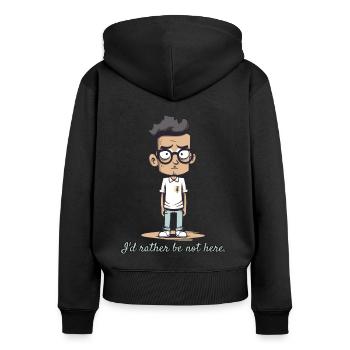 Je préfère ne pas être là - le nerd - Sweat à capuche zippé Premium bio Femme - noir - Dos - Julia (174cm)