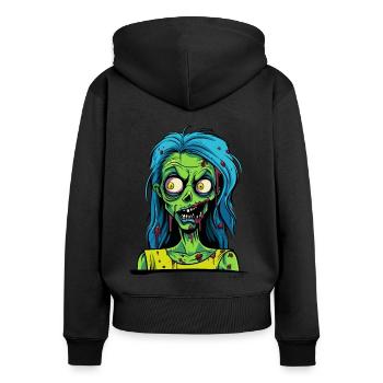SPLEEN - Man, I love zombies, Ms. Zombie - Women's Premium Organic Zip Hoodie - black - Back - Julia (174cm)