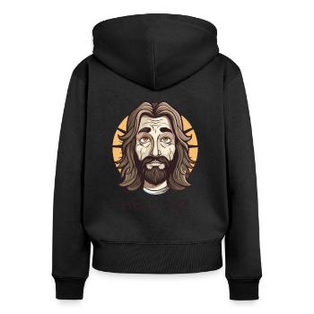 Der Jesus-Typ sagt definitiv nein zur Hölle - Frauen Premium Bio Zip Hoodie - Schwarz - Hinten - Julia (174cm)