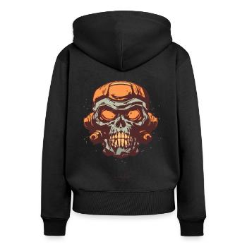 Retro Vintage Comic Cartoon Totenkopf - Frauen Premium Bio Zip Hoodie - Schwarz - Hinten - Julia (174cm)