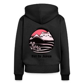There is a fat cat in Japan - Women's Premium Organic Zip Hoodie - black - Back - Julia (174cm)
