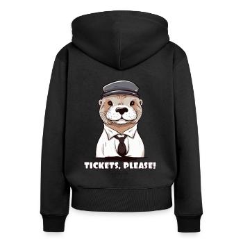 Tickets please! The platoon leader Otter - Women's Premium Organic Zip Hoodie - black - Back - Julia (174cm)