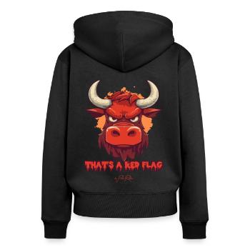Un drapeau rouge pour la vache et le taureau - Sweat à capuche zippé Premium bio Femme - noir - Dos - Julia (174cm)