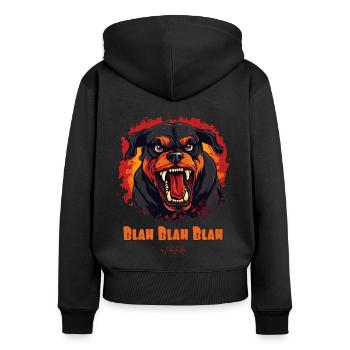 Blah Blah, un chien Rottweiler Bulldog Terrier - Sweat à capuche zippé Premium bio Femme - noir - Dos - Julia (174cm)