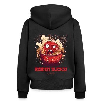 Ramen is disappointing and annoying - Women's Premium Organic Zip Hoodie - black - Back - Julia (174cm)