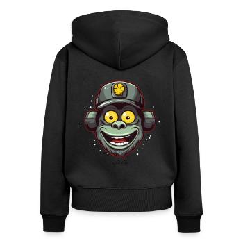 Funky, funny, friendly monkey - Women's Premium Organic Zip Hoodie - black - Back - Julia (174cm)