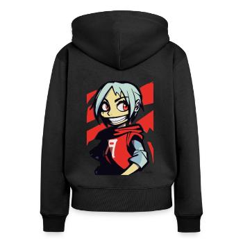 Anime Manga Mädchen beobachtet die Jungs - Frauen Premium Bio Zip Hoodie - Schwarz - Hinten - Julia (174cm)