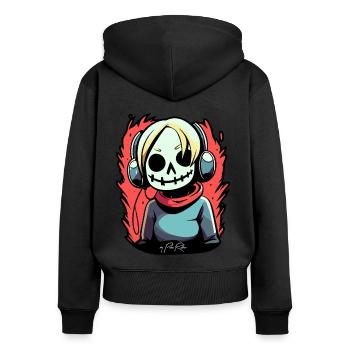 Rebondis avec moi, musique de Manga Girl - Sweat à capuche zippé Premium bio Femme - noir - Dos - Julia (174cm)