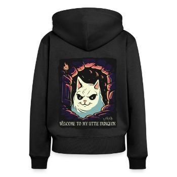 Welcome to the evil cat's dungeon - Women's Premium Organic Zip Hoodie - black - Back - Julia (174cm)