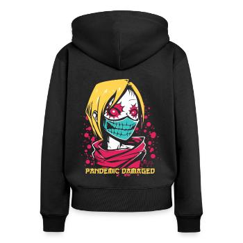 Pandemie-geschädigtes Manga-Anime-Zombie-Mädchen - Frauen Premium Bio Zip Hoodie - Schwarz - Hinten - Julia (174cm)