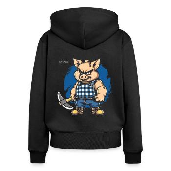 Stolzer Handwerker: Stolz der Arbeiterklasse - Frauen Premium Bio Zip Hoodie - Schwarz - Hinten - Julia (174cm)