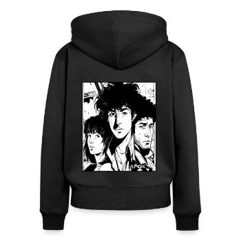 site de manga d’anime de dessin animé - Sweat à capuche zippé Premium bio Femme - noir - Dos - Julia (174cm)