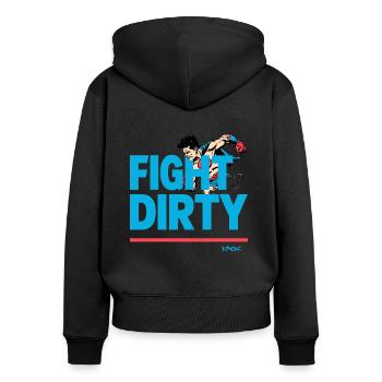 Superhero, fight dirty - Women's Premium Organic Zip Hoodie - black - Back - Julia (174cm)