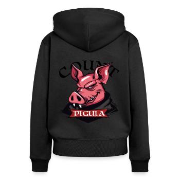 Count Pigula, the Vampire Pig - Women's Premium Organic Zip Hoodie - black - Back - Julia (174cm)