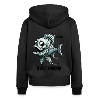 Zombie, Squelette, Crâne, Opérettes, Poisson - Sweat à capuche zippé Premium bio Femme - noir - Dos - Julia (174cm)