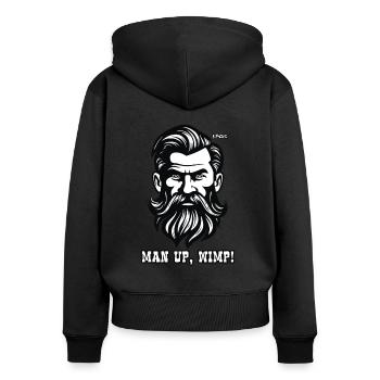 "Man Up Attraktiver bärtiger Kerl" - Frauen Premium Bio Zip Hoodie - Schwarz - Hinten - Julia (174cm)
