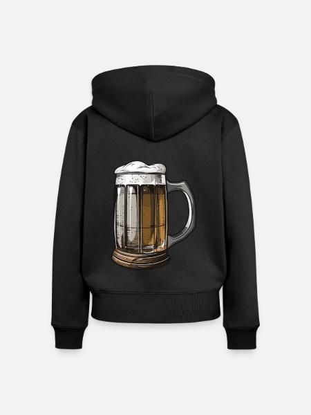 Bier Saufen Malz Symbol - Frauen Premium Bio Zip Hoodie - Schwarz