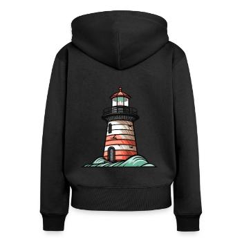 Lighthouse Coast Icon - Women's Premium Organic Zip Hoodie - black - Back - Julia (174cm)