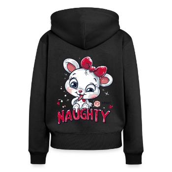 Coquine et mignonne - Sweat à capuche zippé Premium bio Femme - noir - Dos - Julia (174cm)