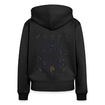 A bear reads a book in the forest - Women's Premium Organic Zip Hoodie - black - Back - Julia (174cm)