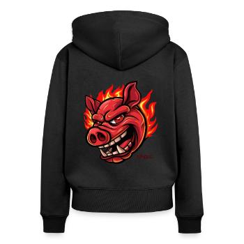 A pig like a burning comet - Women's Premium Organic Zip Hoodie - black - Back - Julia (174cm)
