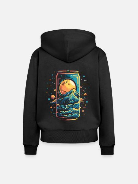 Weltraum-Universum Getränkedose - Frauen Premium Bio Zip Hoodie - Schwarz