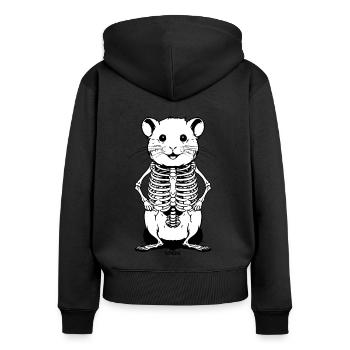 Hamster squelette mignon - Sweat à capuche zippé Premium bio Femme - noir - Dos - Julia (174cm)
