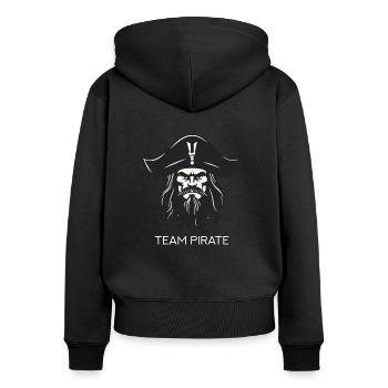Équipe Pirate - Sweat à capuche zippé Premium bio Femme - noir - Dos - Julia (174cm)