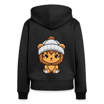 Löwe Tier Baby Comic - Frauen Premium Bio Zip Hoodie - Schwarz - Hinten - Julia (174cm)